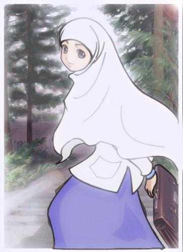 Kartun Muslimah Berkaca Mata
