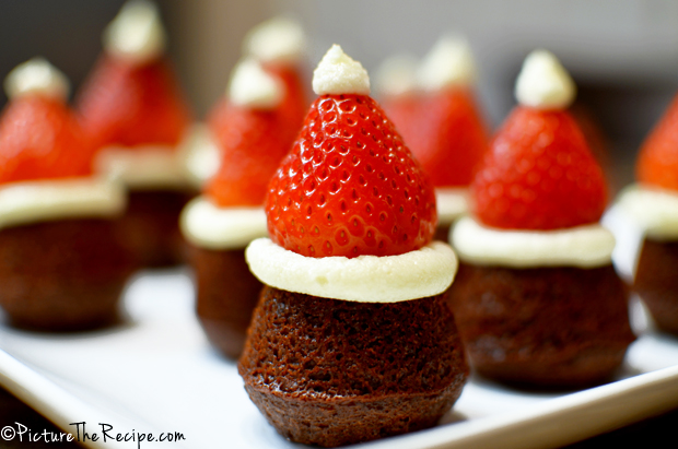 Santa Hat Cupcakes Using Strawberries