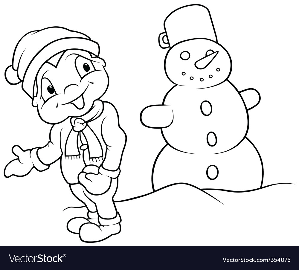 Snowman Cartoon Black And White