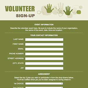 Volunteer Sign Up Form Template